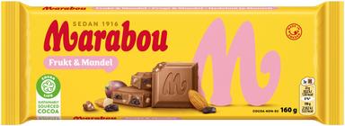 Marabou šokolaad puuvilja ja mandlitega 160 g