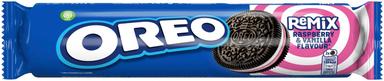 Oreo Remix Raspberry & Vanilla, vaarika ja vanilli maitselise täidisegaküpsised, 157 g