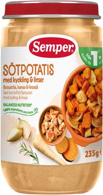 Semper bataadi-kana ja läätse püree 12k 235g