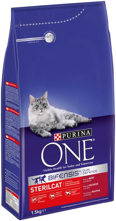 Purina ONE 1,5 kg Sterilcat Runsaasti Nautaa ja Vehnää kissanruoka | S ...