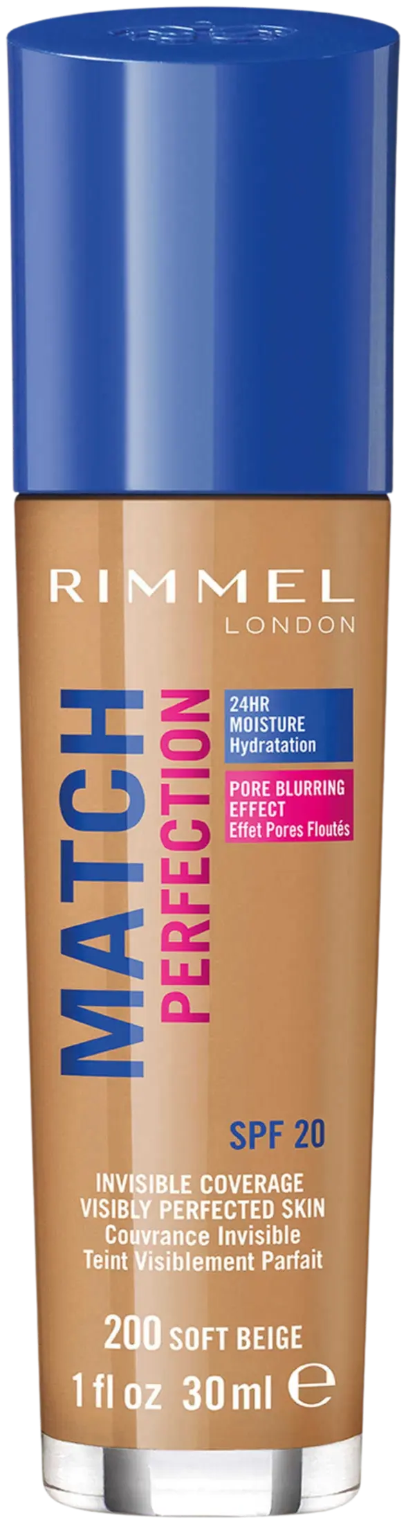 Rimmel 30ml Match Perfection Foundation SPF 20 200 Soft Beige meikkivoide