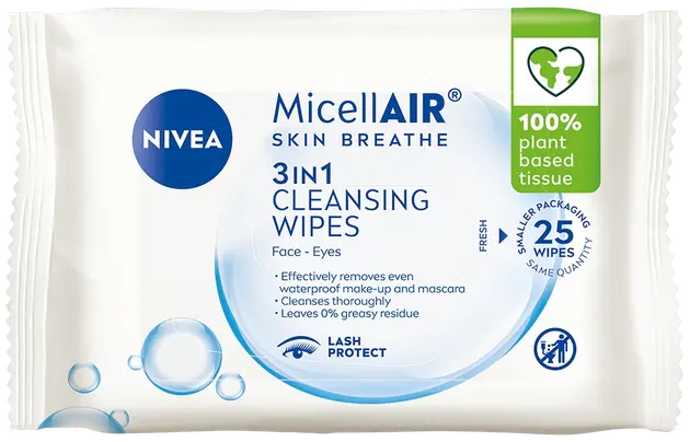 NIVEA 25kpl MicellAIR SKIN BREATHE Cleansing Wipes Puhdistusliinat Sokos Verkkokauppa