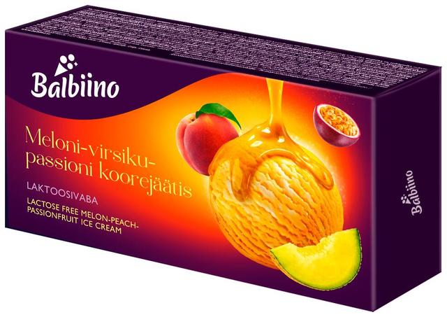 Meloni-virsiku-passioni-koorejäätis, laktoosivaba 480 g