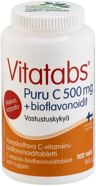 Vitatabs Puru-C 500 mg pureskeltava C-vitamiini-bioflavonoiditabletti 100 tabl