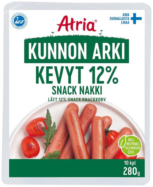 Atria Kunnon Arki Kevyt 12% Snack Nakki  280g