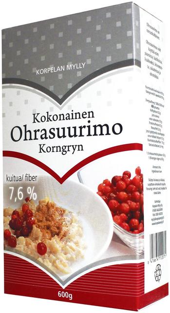 Kokonainen ohrasuurimo 600 g, Korpelan Mylly