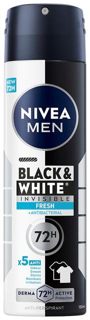 NIVEA MEN 150ml Black & White Invisible Fresh Deo Spray -antiperspirantti