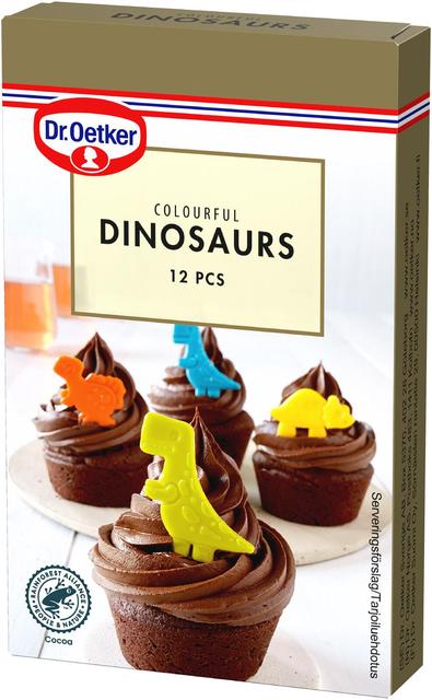 Dr. Oetker Colourful Dinosaurs -koristekuviot 12 kpl