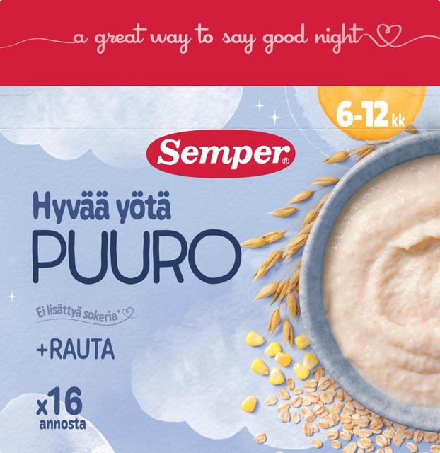 Semper Hyvää yötä -puuro, maustamaton 6KK 480g