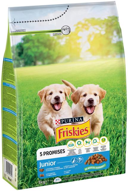 Friskies 3kg Junior Kanaa ja Kasviksia koiranruoka