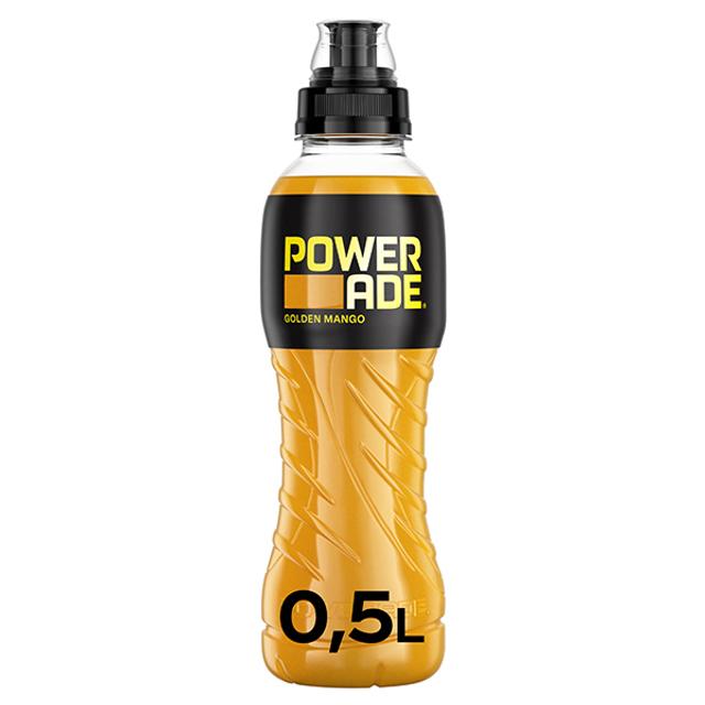 Powerade Golden Mango urheilujuoma muovipullo 0.5 L