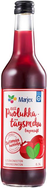 Marjex kylmäpuristettu puolukkamehu 0,5l