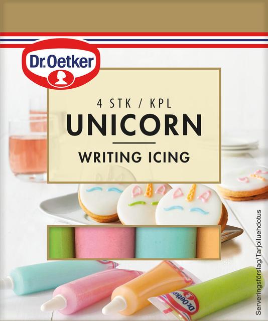 Dr. Oetker Unicorn writing icing 4 kpl 76g -koristelugeelit