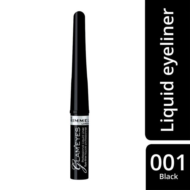 Rimmel 3,5ml Glam'Eyes Professional Liquid Eyeliner 001 Black Glamour nestemäinen rajausväri