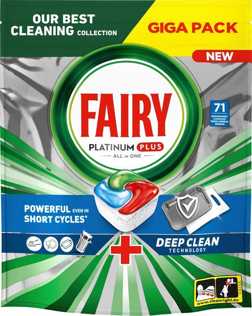 Fairy Platinum Plus All in One Deep Clean Fresh Herbal Breeze 71kpl konetiskitabletti