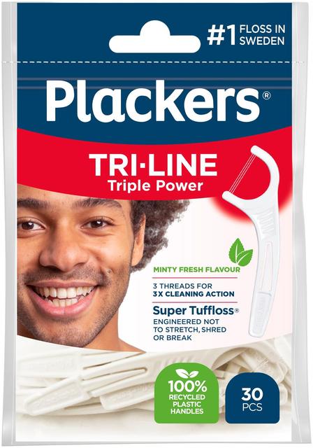 Plackers Tri-line hammaslankain 30kpl