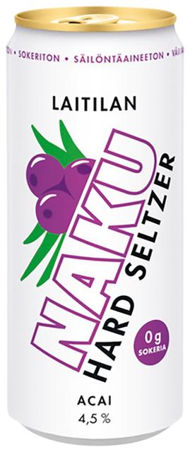 Laitilan Naku Acai 4,5 til-% 0,33L hard seltzer