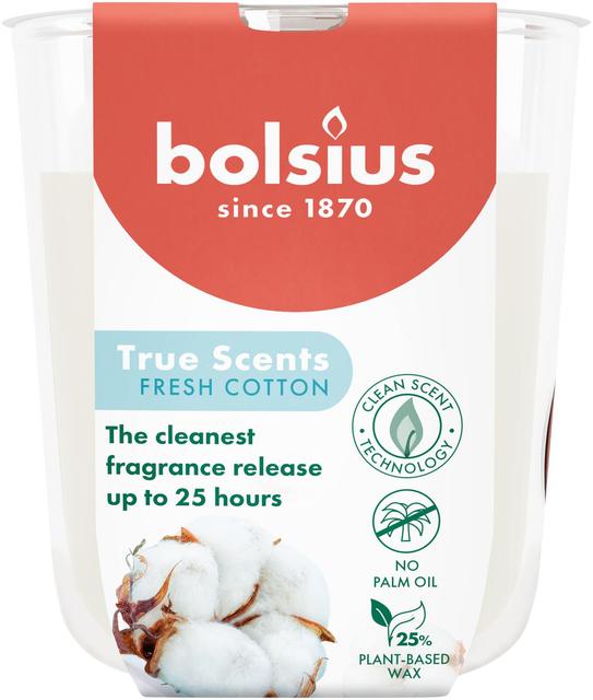 Bolsius True Scents – tuoksukynttilä lasissa – Fresh Cotton – pieni