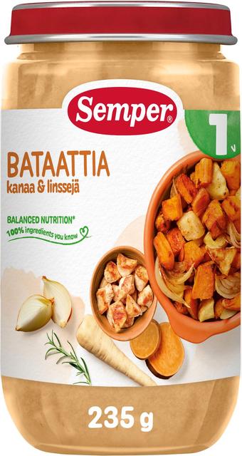 Semper bataadi-kana ja läätse püree 12k 235g