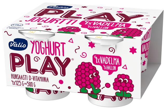 Valio Play® jogurtti 4x125 g vadelma laktoositon