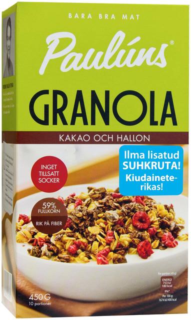 Paulúns Granola kakao ja vaarika 450 g