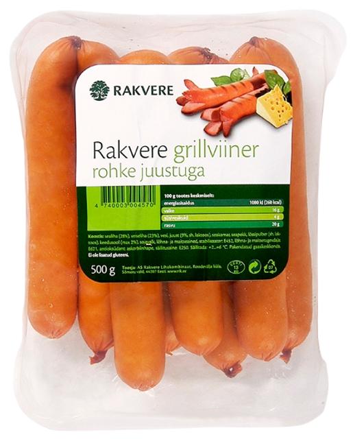 Grillviiner juustuga Rakvere 500 g