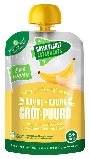 Green Planet Astronauts LUOMU pähkinäinen kaurapuuro banaani 100g 6kk+