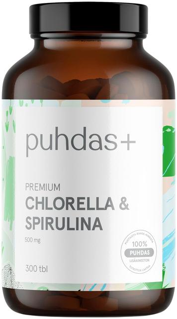 Puhdas+ Premium Chlorella & Spirulina 500 mg 300 tbl