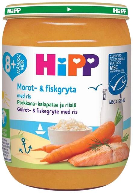 HiPP 190g Porkkana-kalapataa ja riisiä 8kk