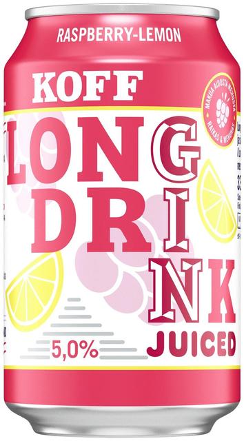 Koff Long Drink Juiced Raspberry-Lemon long drink 5,0 % tölkki 0,33 L