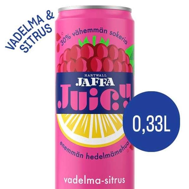 Hartwall Jaffa Juicy Vadelma-sitrus virvoitusjuoma 0,33 l