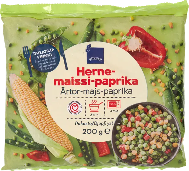 Rainbow 200g herne-maissi-paprika pakaste