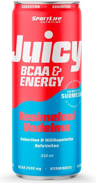 SportLife Nutrition Juicy BCAA 330ml Vesimeloni/Vadelma hiilihapotettu virkistysjuoma