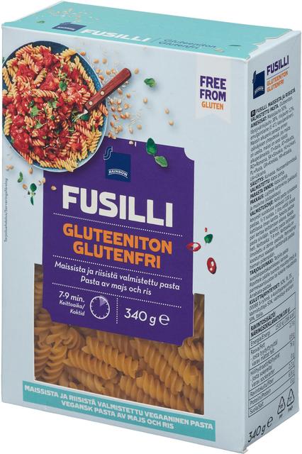Rainbow Fusilli maissista ja riisistä valmistettu pasta, gluteeniton 340 g