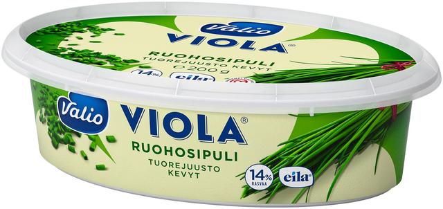 Valio Viola® kevyt e200 g ruohosipuli tuorejuusto laktoositon