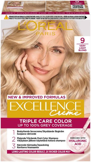 L'Oréal Paris Excellence Creme 9 Very Light Blonde Vaalea kestoväri 1kpl