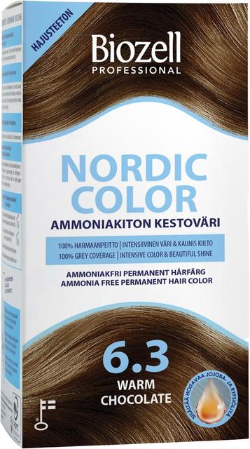 Biozell Professional Nordic Color ammoniakiton kestoväri Warm Chocolate 6.3 2x60ml