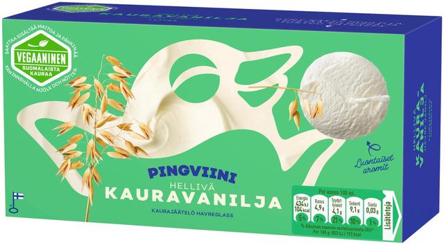 Pingviini Vanilja vegaaninen kaurajäätelö kotipakkaus 1L/540g