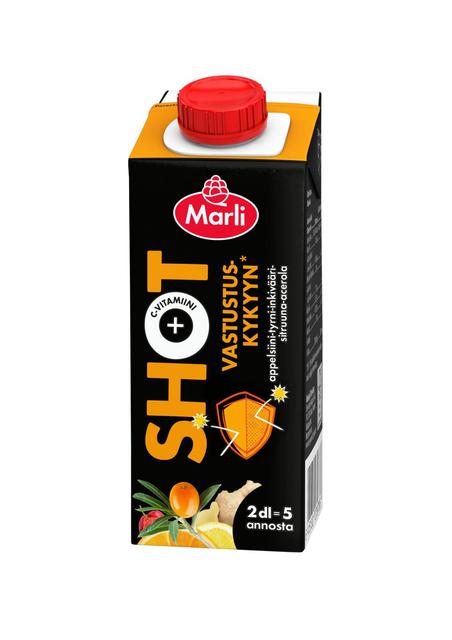 Marli Shot Applesiini-tyrni-inkivääri-sitruuna-acerola + C-vitamiini 2 dl