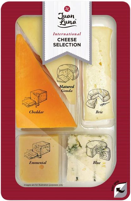 Juan Luna viiden juuston lajitelma (red cheddar, emmental, brie, sinihome, gouda) 170g
