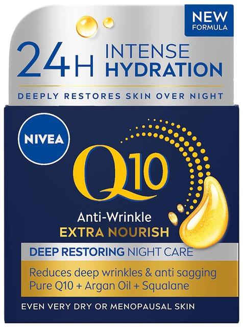 NIVEA 50ml Q10 Anti-Wrinkle Extra Nourish Deep Restoring Night Cream -yövoide