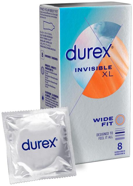 Durex Invisible XL Wide Fit Kondomi 8kpl