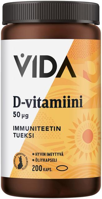 Vida D-vitamiinivalmiste D-vitamiini 50 µg 200 kapselia / 79 g
