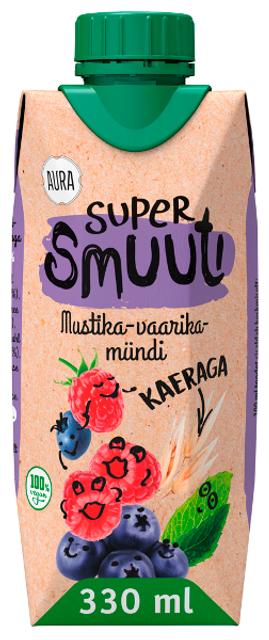 Aura supersmuuti kaeraga mustika-vaarika-mündi 330ml