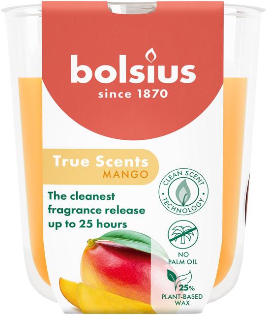 Bolsius True Scents – tuoksukynttilä lasissa – Mango – oranssi – pieni