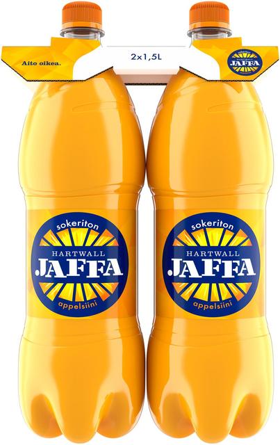 2 x Hartwall Jaffa Appelsiini Sokeriton virvoitusjuoma 1,5 l