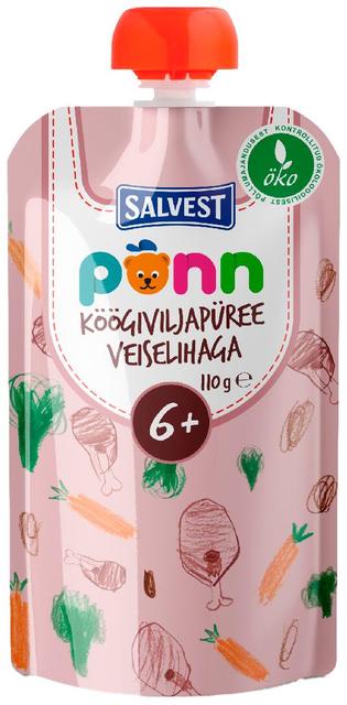 Põnn köögiviljapüree veiselihaga 110 g, öko, alates 6-elukuust