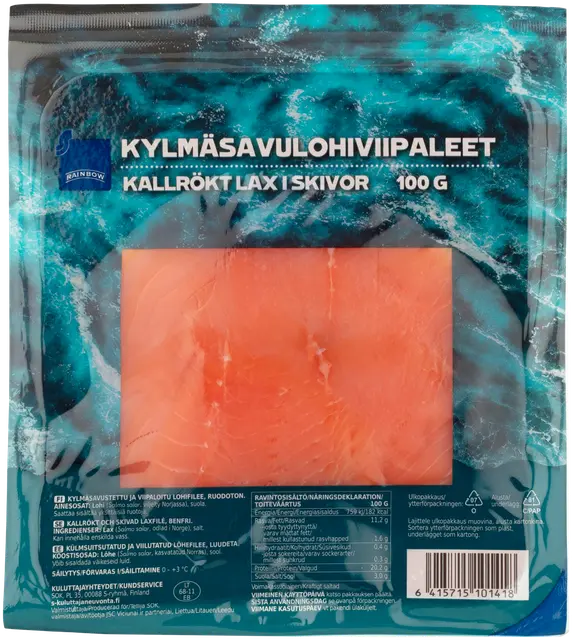 Rainbow kylmäsavulohiviipaleet 100g