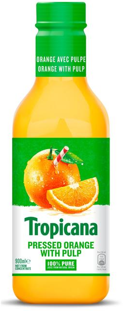 Tropicana pressed orange juice with pulp appelsiinitäysmehu hedelmälihalla 0,9l
