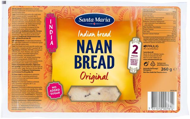 Santa Maria Naan Bread Original Naanleipä 260g